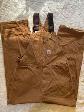 Carhartt RO1 Duck Bib brown overalls with double knee